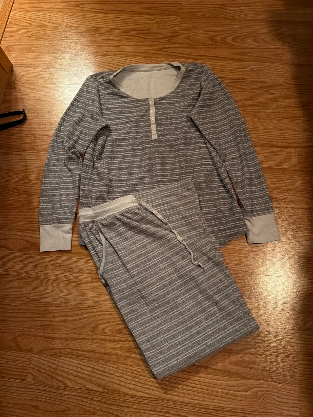 Grey Striped Pajama Set