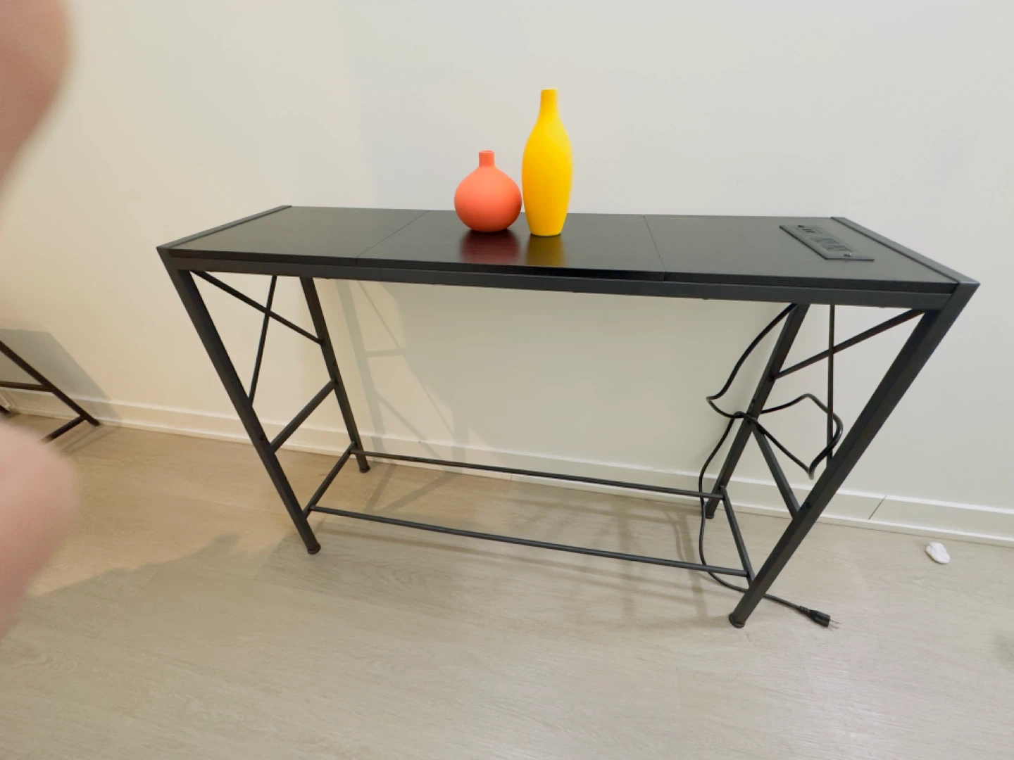 Black Console Table with Built-in Power Outlet and USB Ports