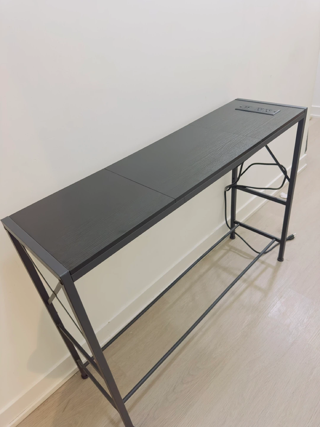 Black Console Table with Built-in Power Outlet and USB Ports - photo 3