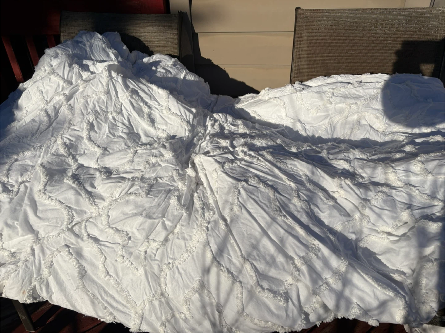 White Tufted Duvet Cover with Floral and Butterfly Print - photo 2