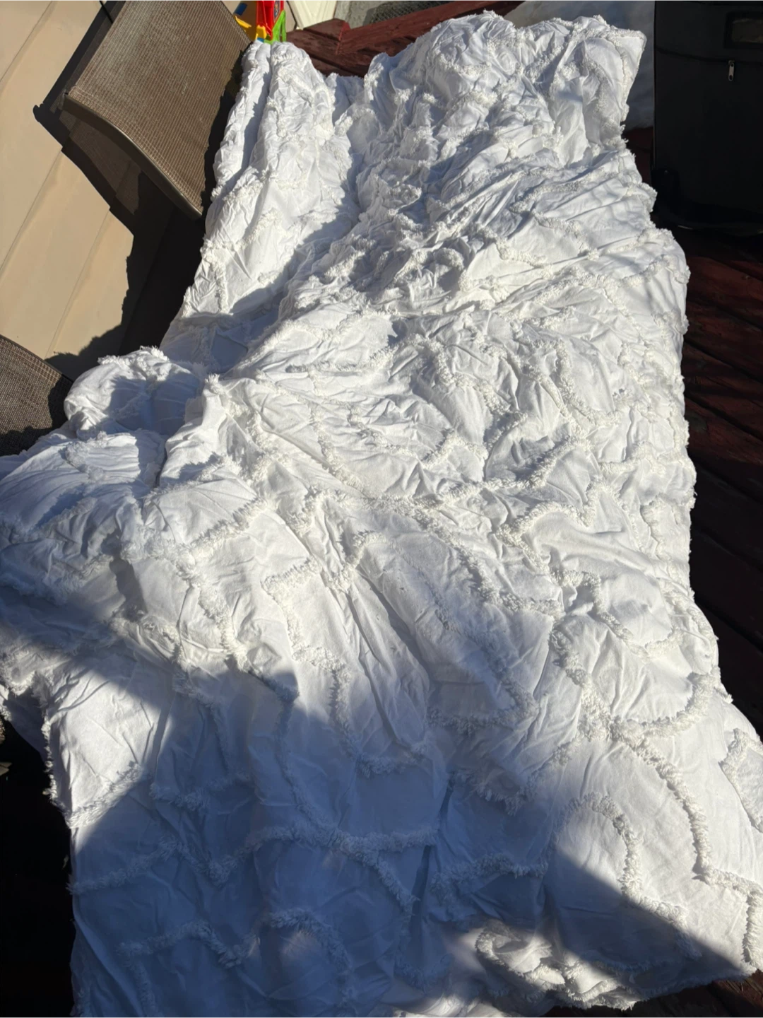 White Tufted Duvet Cover with Floral and Butterfly Print