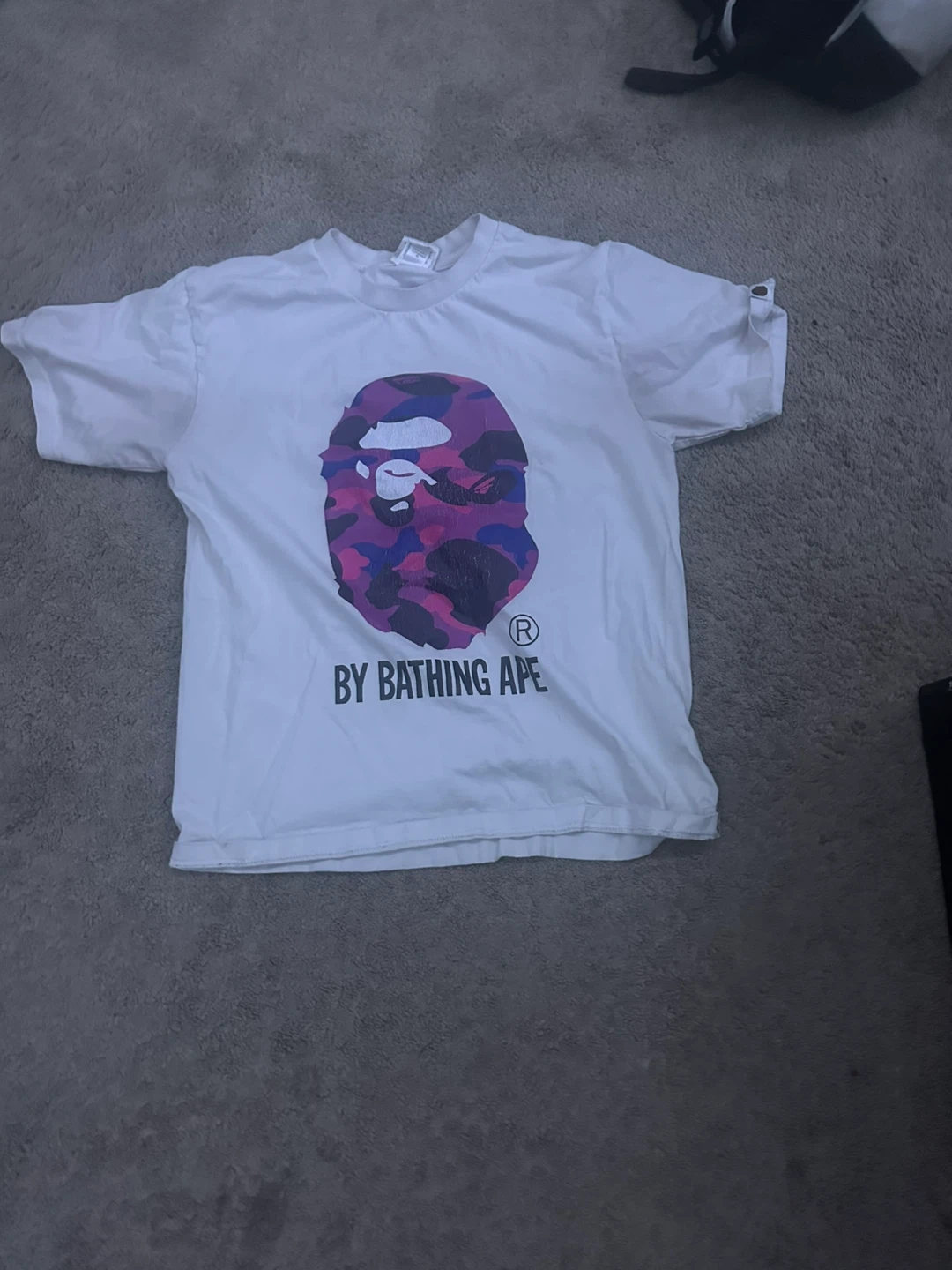 BAPE "By Bathing Ape" Camo Shark T-Shirt - White/Purple - Size M