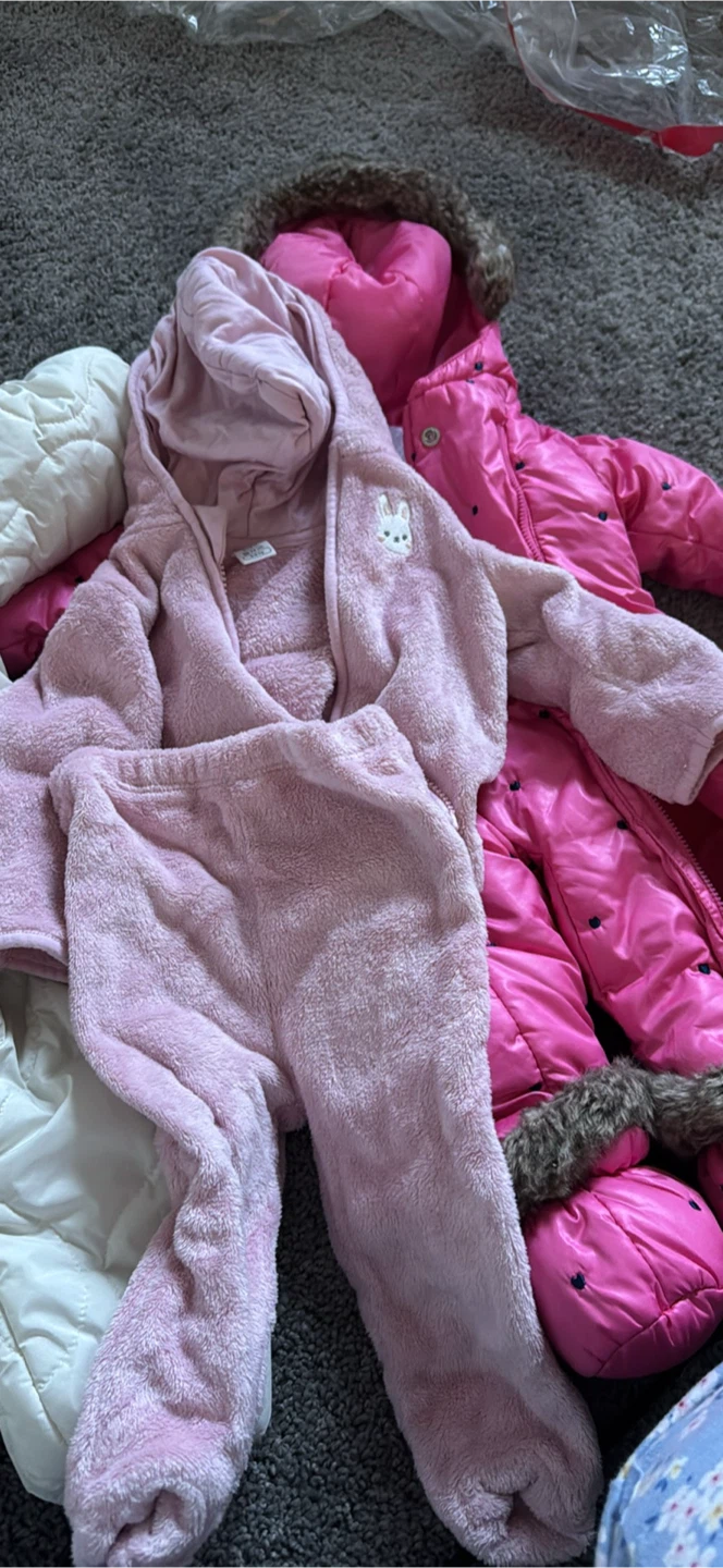 Infant Snowsuit Set - White and Pink - photo 3