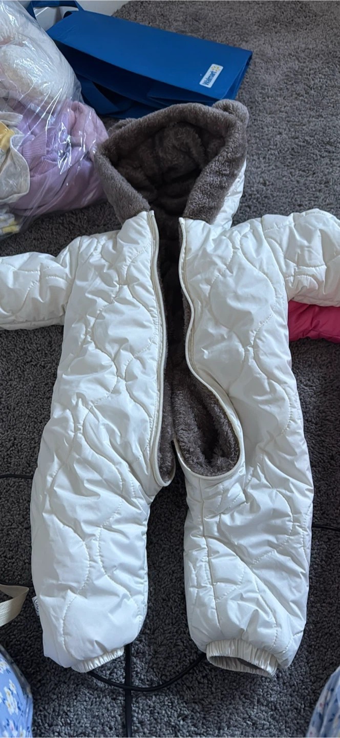 Infant Snowsuit Set - White and Pink - photo 2