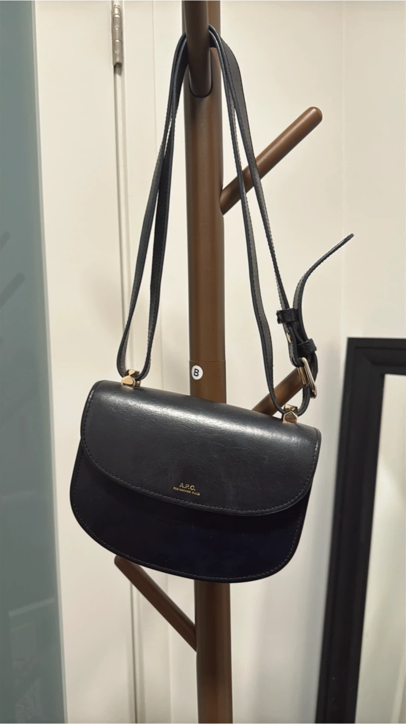 A.P.C. Black Leather Crossbody Bag
