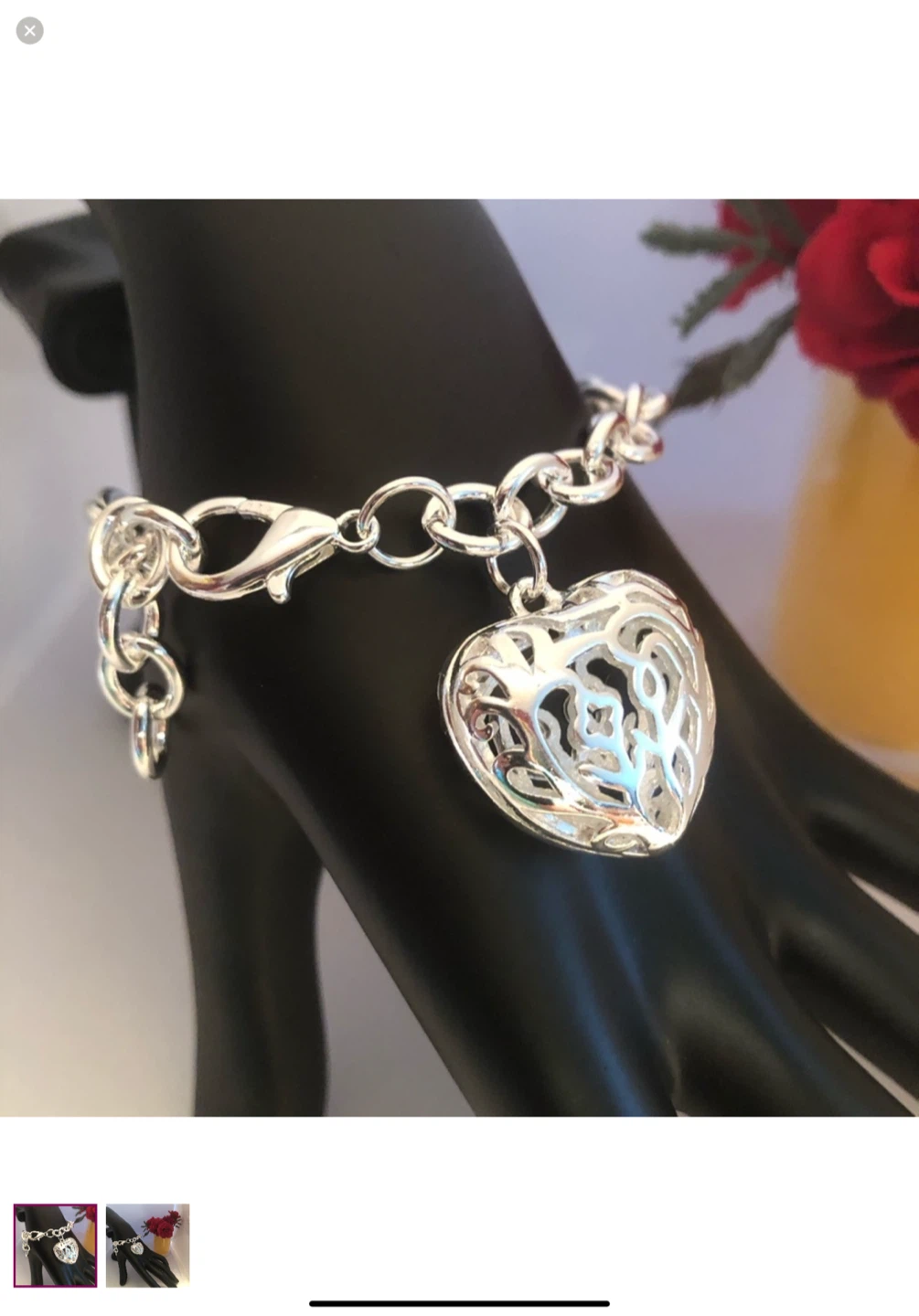 925 Silver  Charm Bracelet  Heart