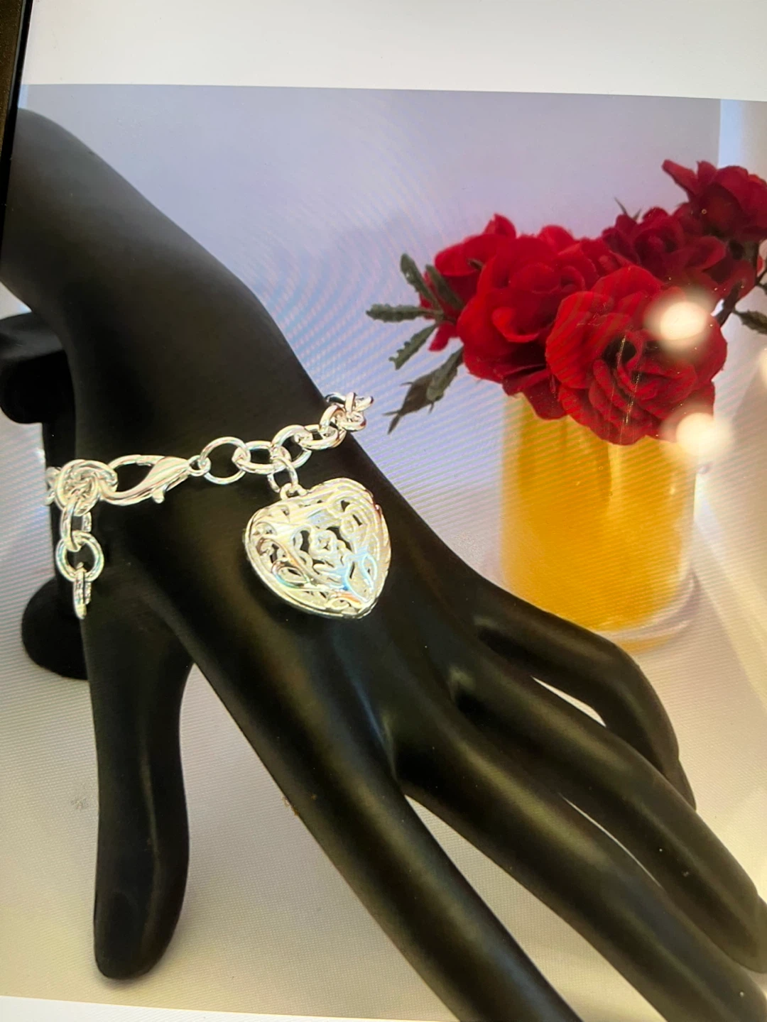 925 Silver  Charm Bracelet  Heart - photo 2