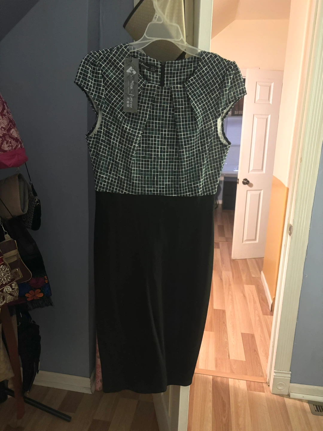 Forever 21 Black and White Grid Pattern Dress