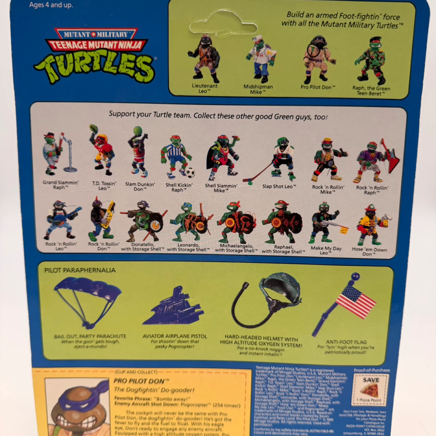 Vintage 1991 TMNT Mutant Military Pro Pilot Don Sealed MOC - photo 5