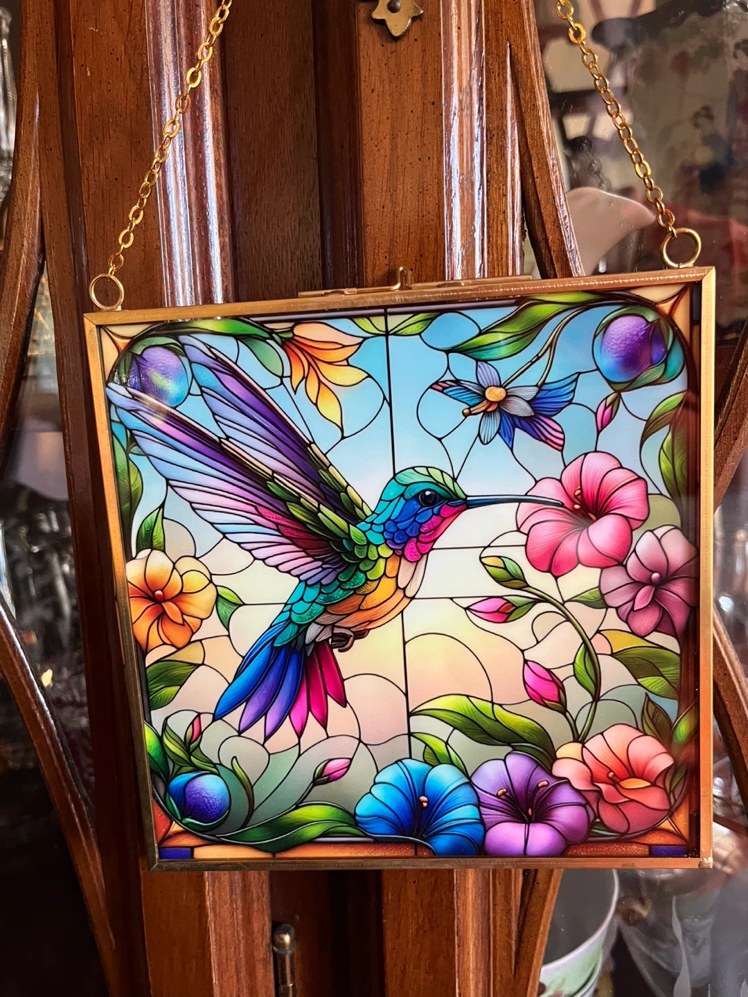 Glass Hummingbird Suncatcher