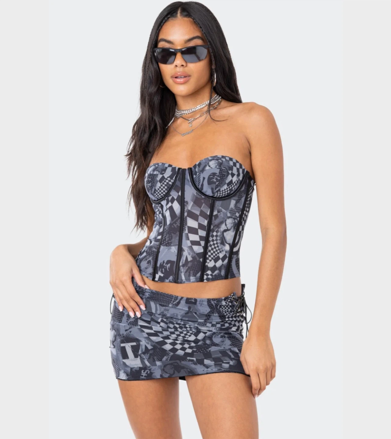 Edikted Aly Mesh Corset Top - Size L