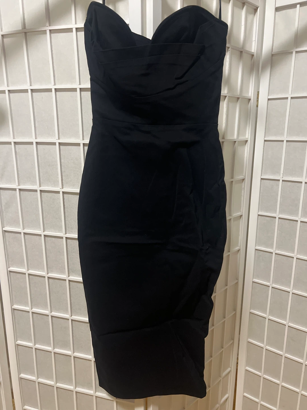 Black Strapless Ruched Dress