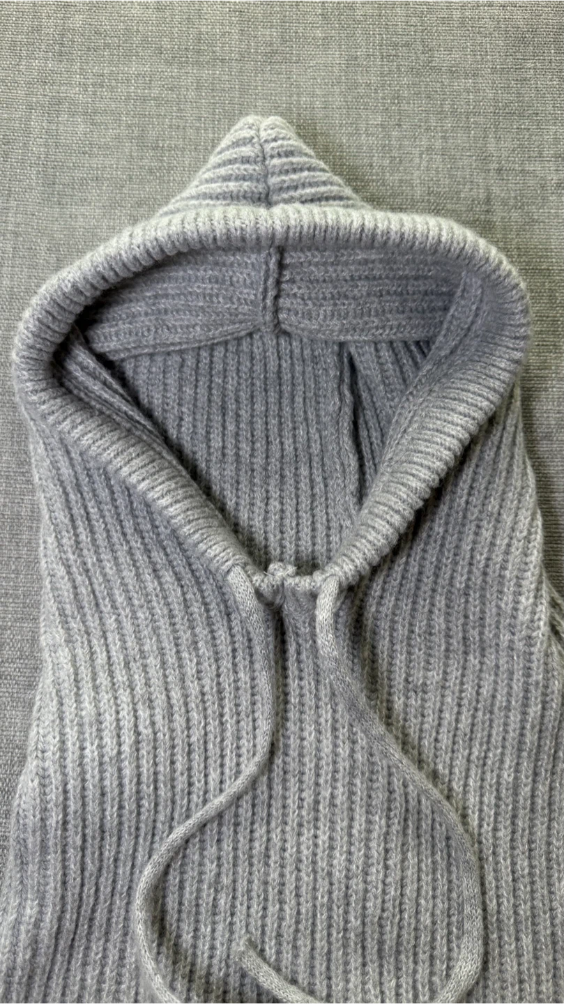 Grey Ribbed Knit Hood Balaclava - photo 3
