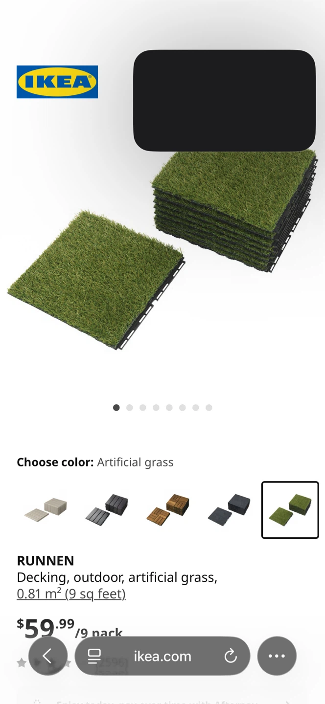 IKEA RUNNEN Decking, Outdoor Artificial Grass Tiles (27 Pack) - photo 2