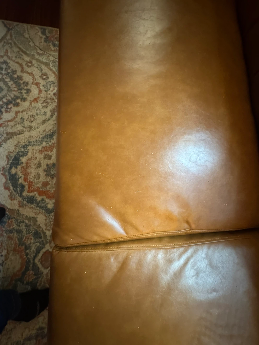 Brown Faux Leather Sofa - photo 5