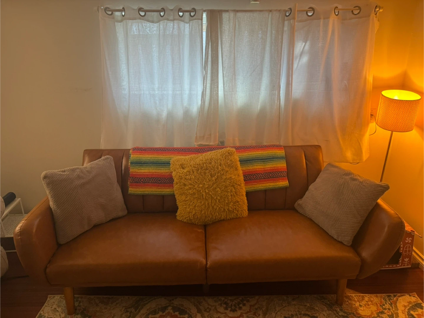 Brown Faux Leather Sofa