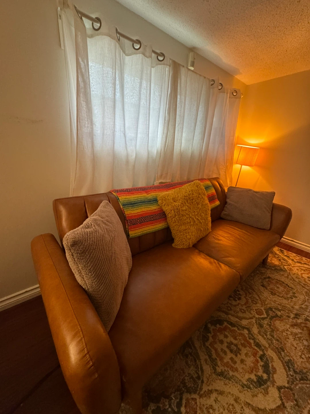Brown Faux Leather Sofa - photo 2