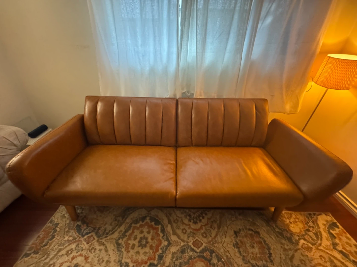 Brown Faux Leather Sofa - photo 3