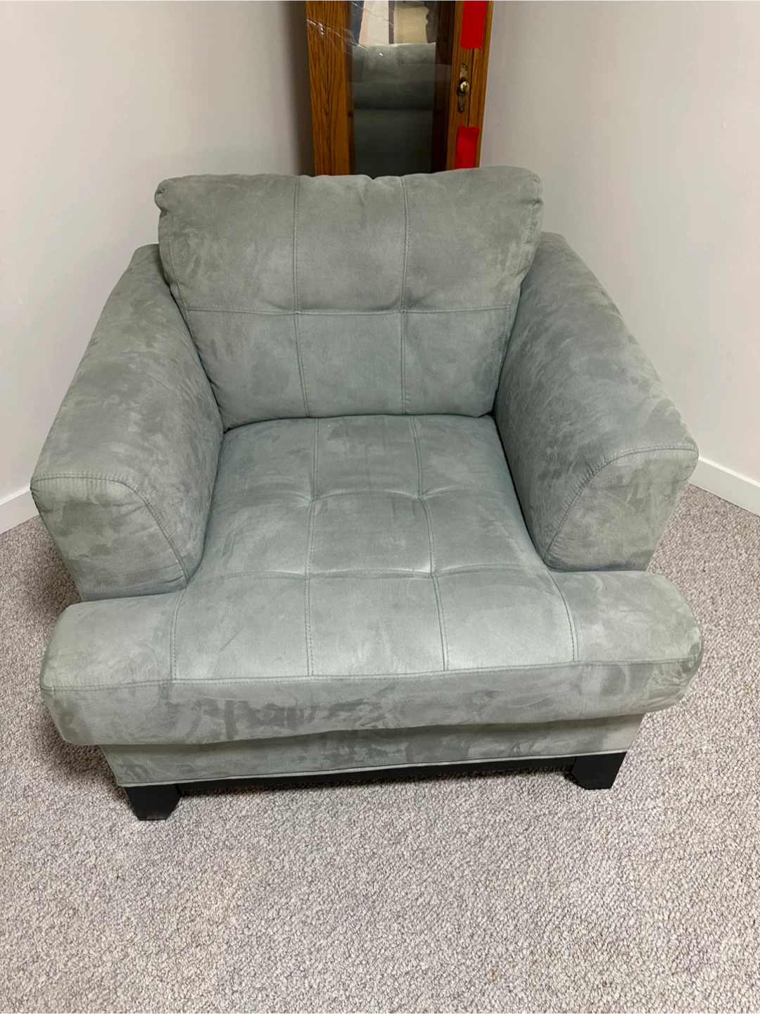 Cindy Crawford blue chair and ottoman