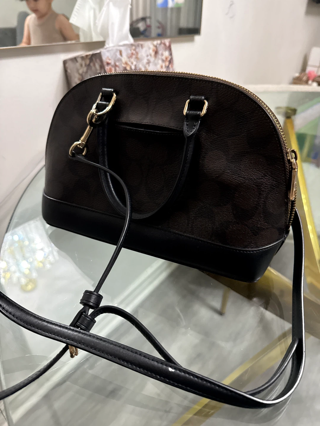 Coach Brown Signature Dome Satchel Handbag - photo 2