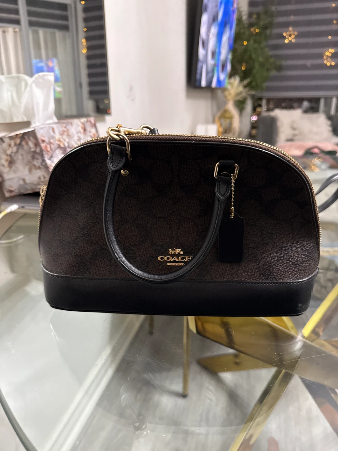 Coach Brown Signature Dome Satchel Handbag