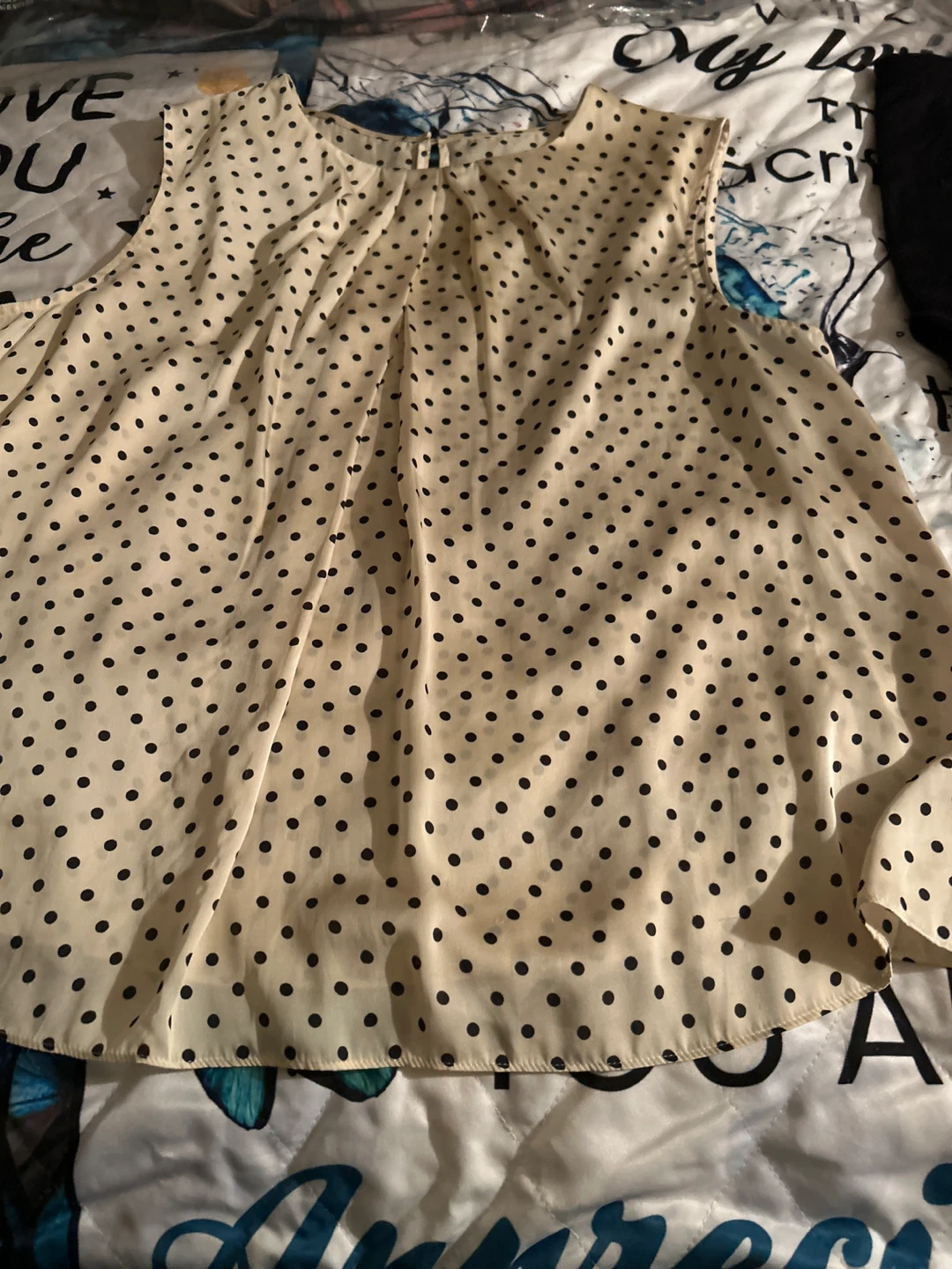 Black Leggings and Polka Dot Sleeveless Top