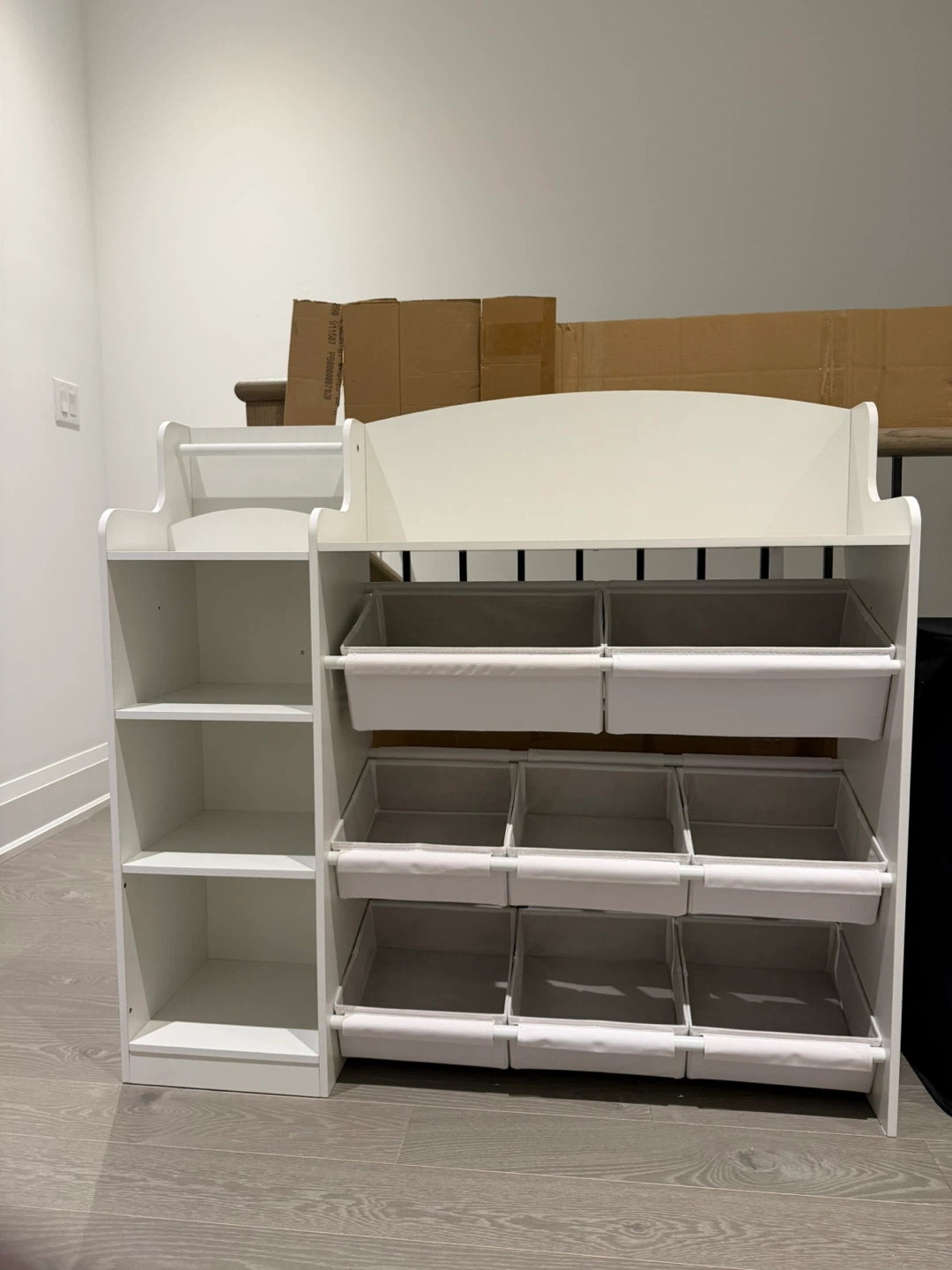 White Toy Organizer with 9 Bins and Shelves