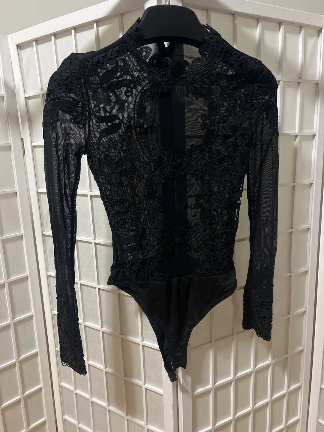 Black Lace Long Sleeve Bodysuit
