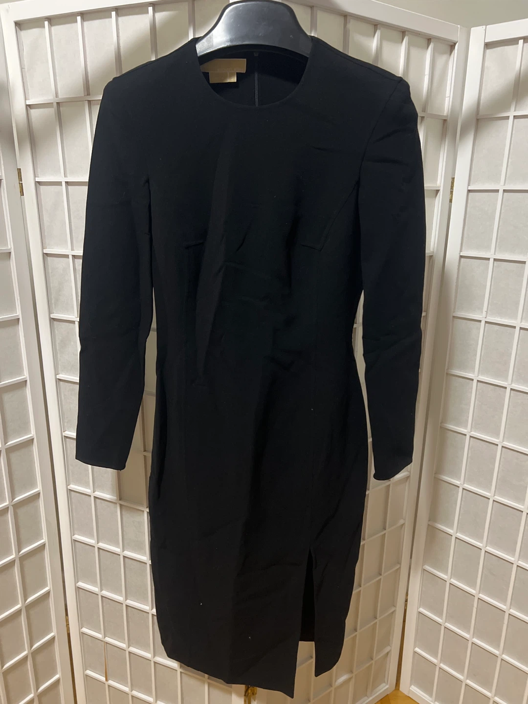 Black Long Sleeve Dress with Slit