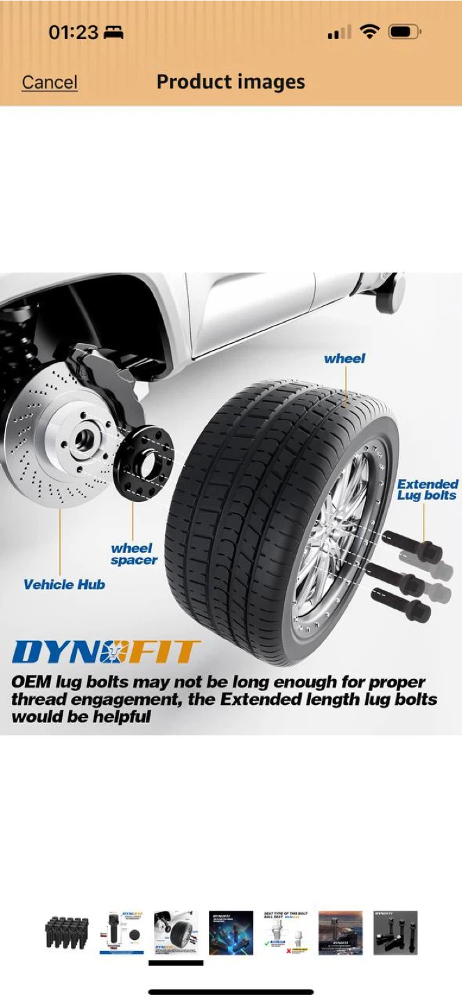 DYNOFIT 14x1.5 Extended Wheel Lug Bolts 45mm (Ball Seat) - photo 3