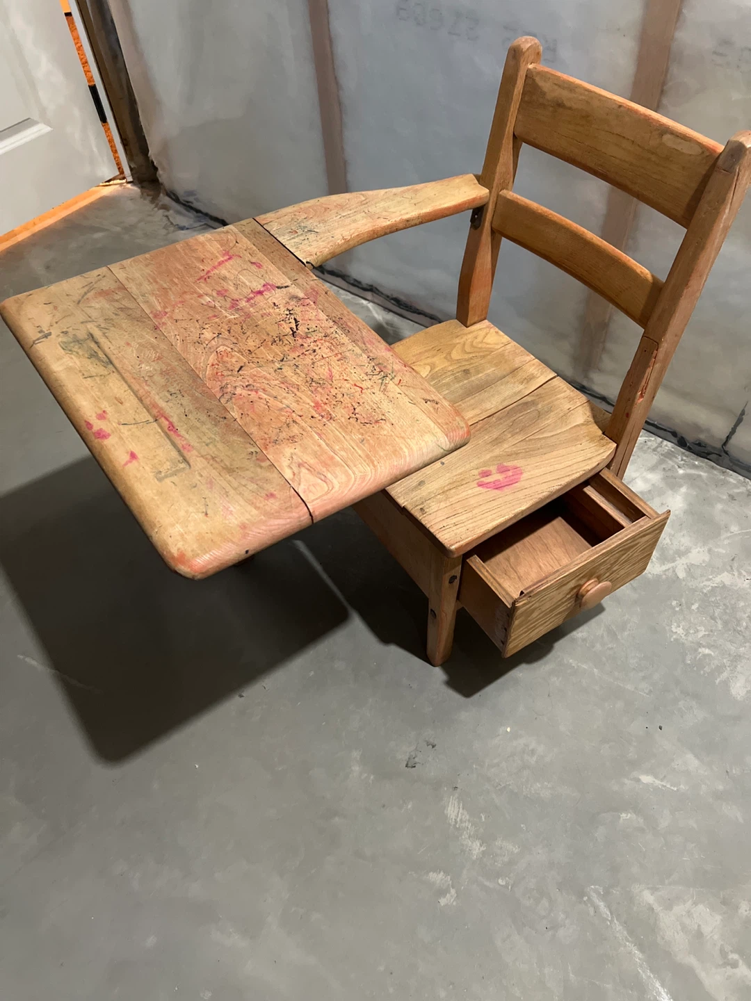 Vintage Wooden Child's Desk with Chair