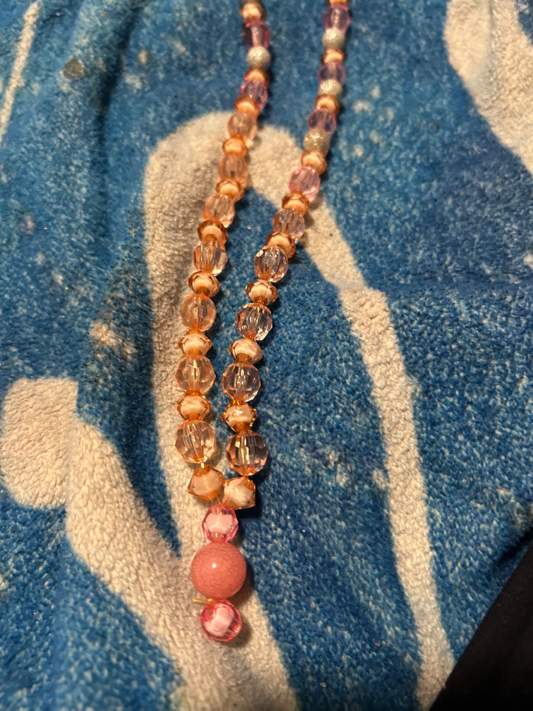 Pink and Orange Beaded Necklace and Craft Beads