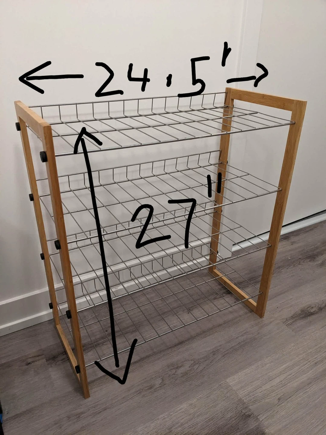 4-Tier Wood and Metal Shoe Rack