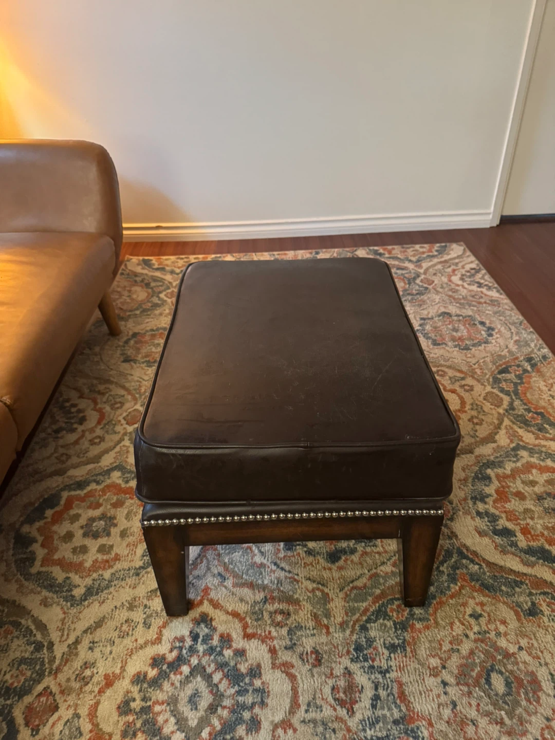 Dark Brown Upholstered Ottoman - photo 4