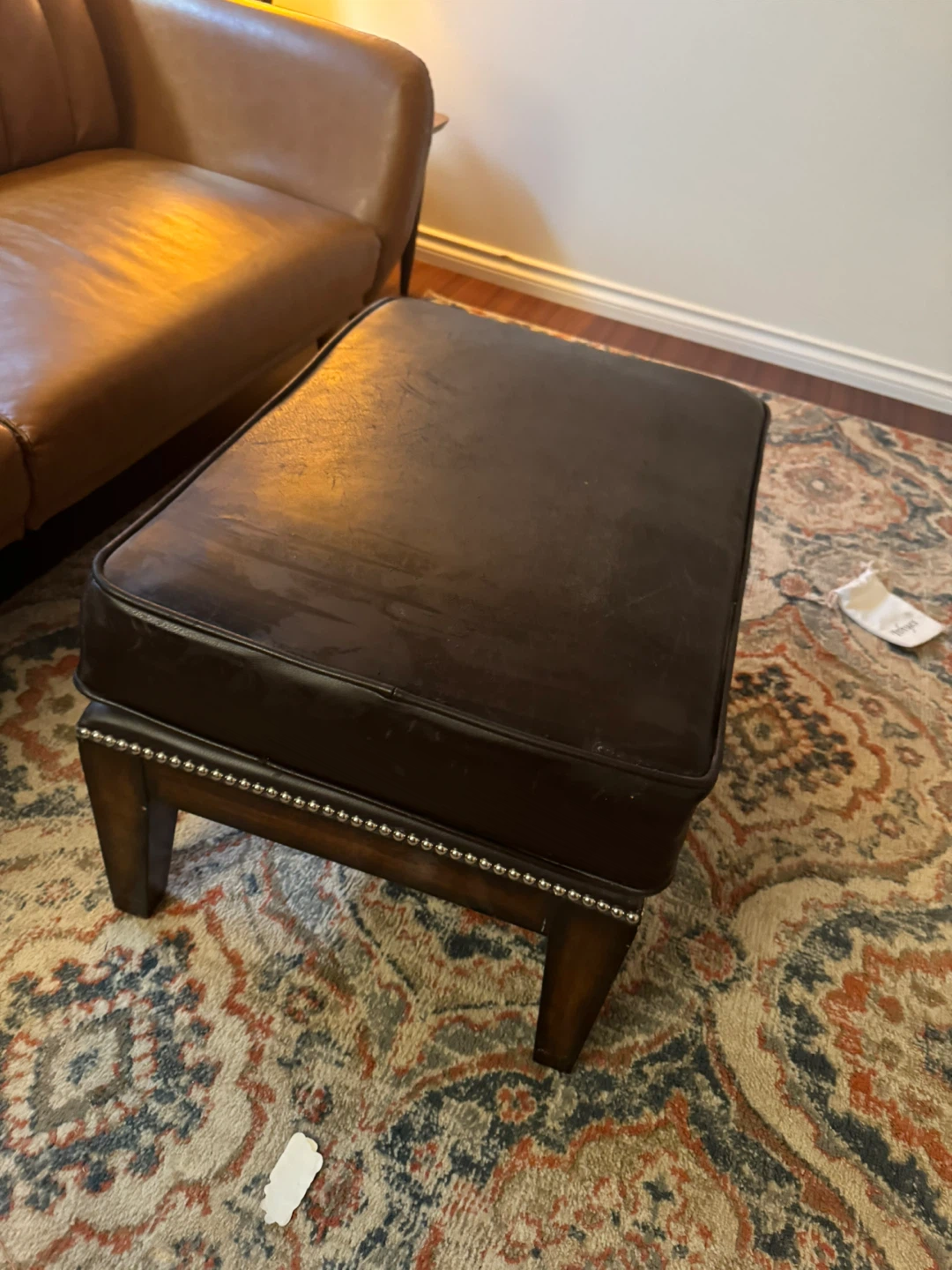 Dark Brown Upholstered Ottoman - photo 3