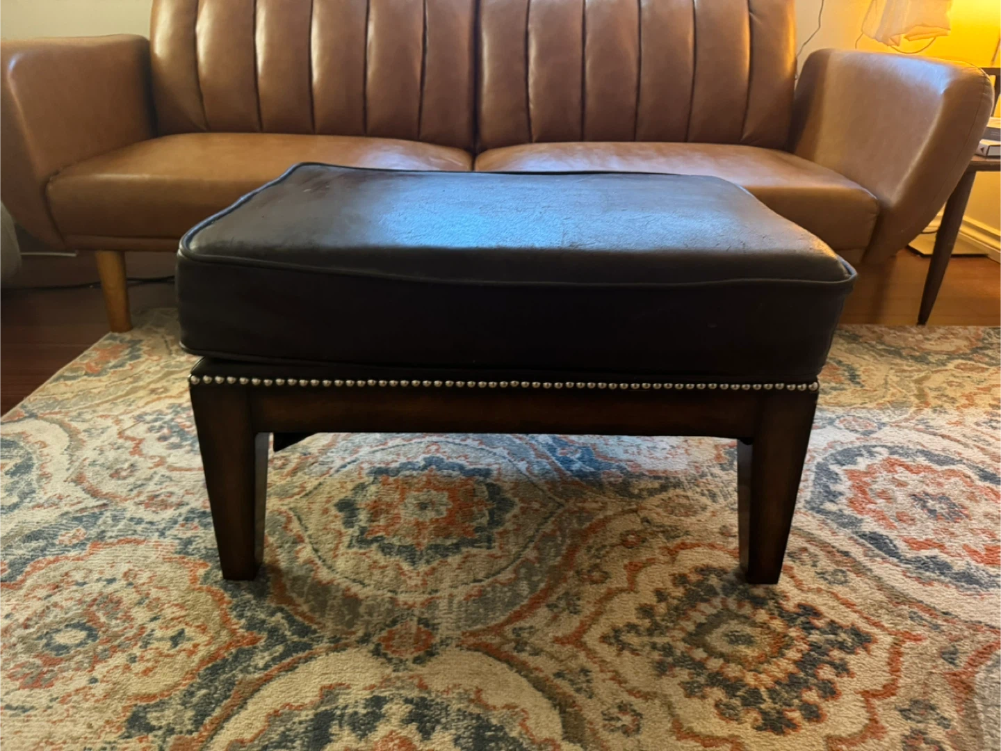 Dark Brown Upholstered Ottoman - photo 2
