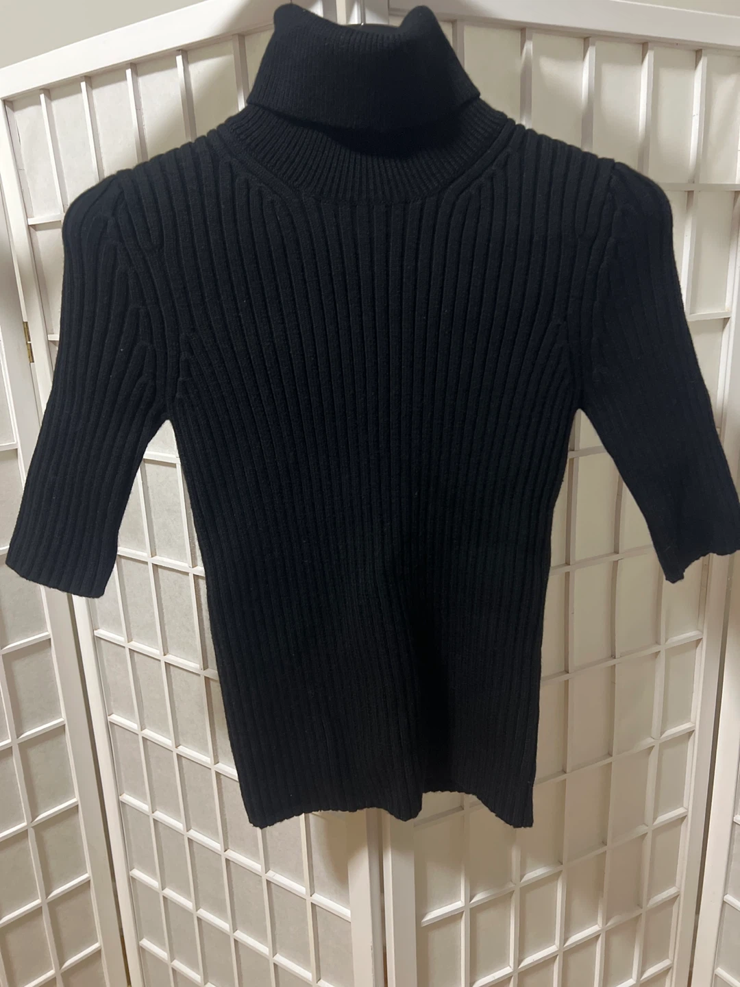 Black Ribbed Turtleneck Sweater