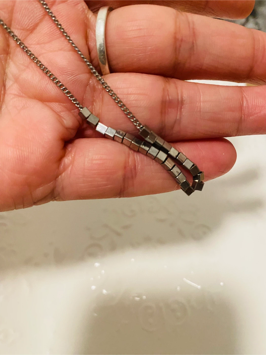 Sterling Silver 925 Marked Beaded Chain Necklace - photo 2