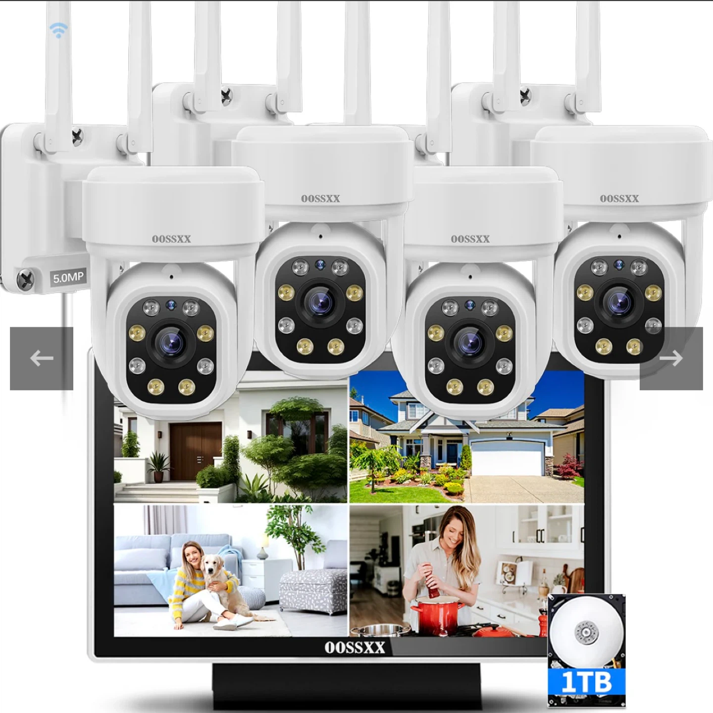 (10’’ UHD Monitor) 2-Way Audio & Auto-Tracking PTZ WiFi Wireless