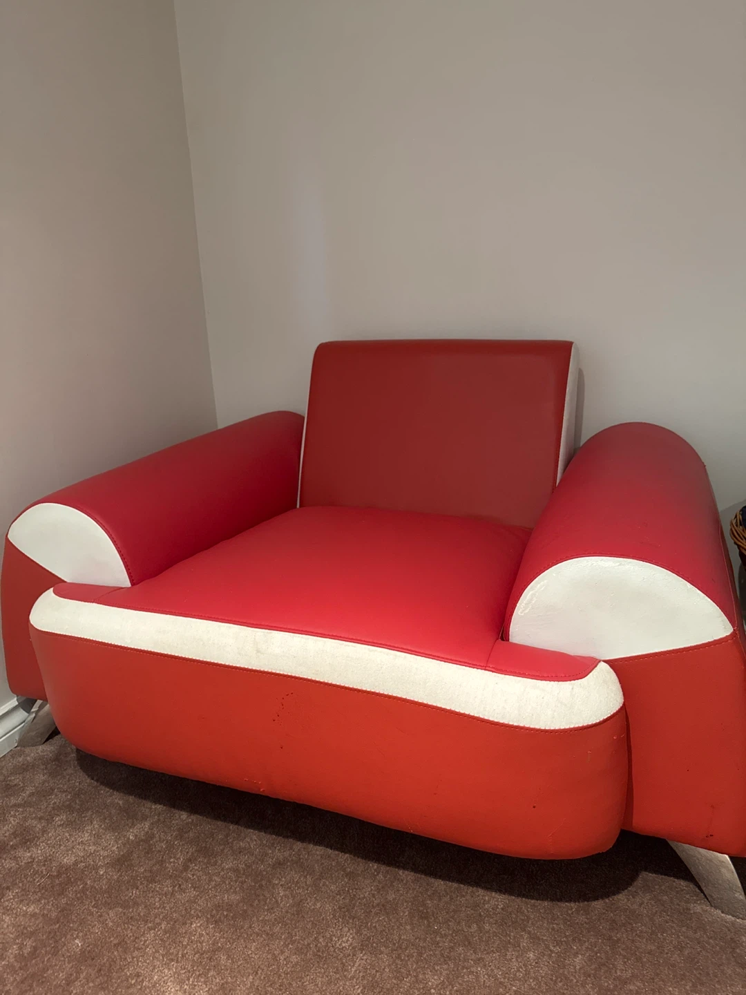 Red and White Accent Chair
