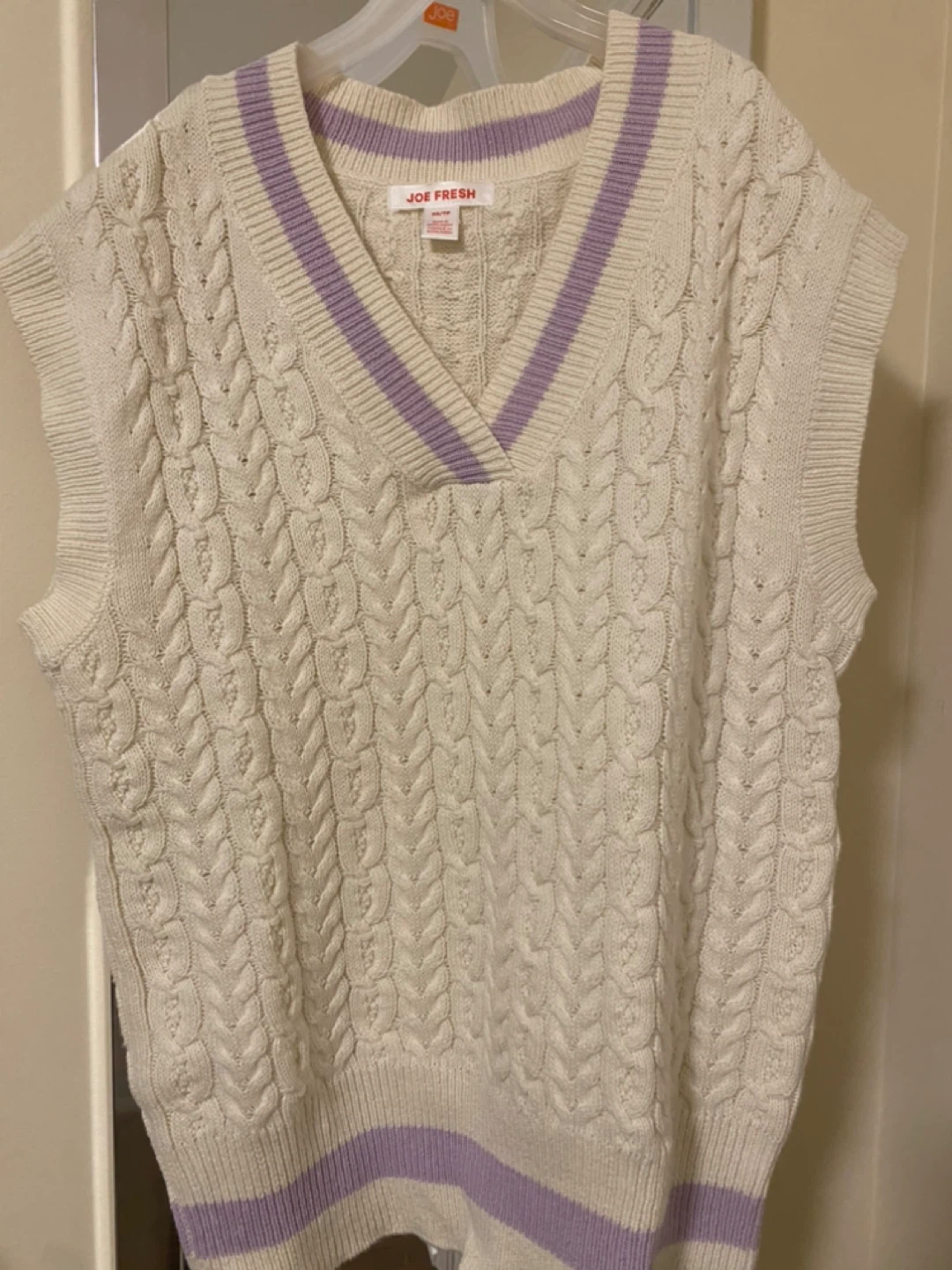 Joe Fresh Cable Knit Sweater Vest Cream XS/TP