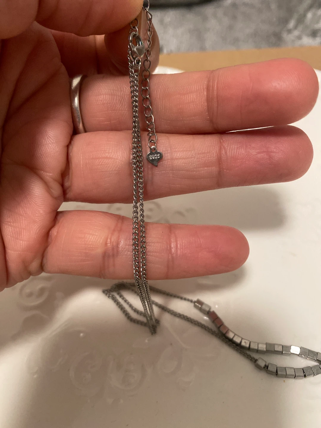 Sterling Silver 925 Marked Beaded Chain Necklace - photo 3