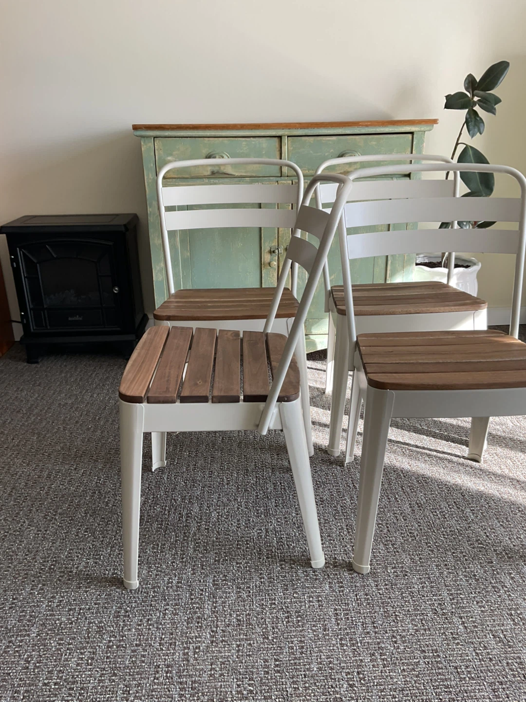 Set of 4 White and Wood Accent Chairs - photo 5