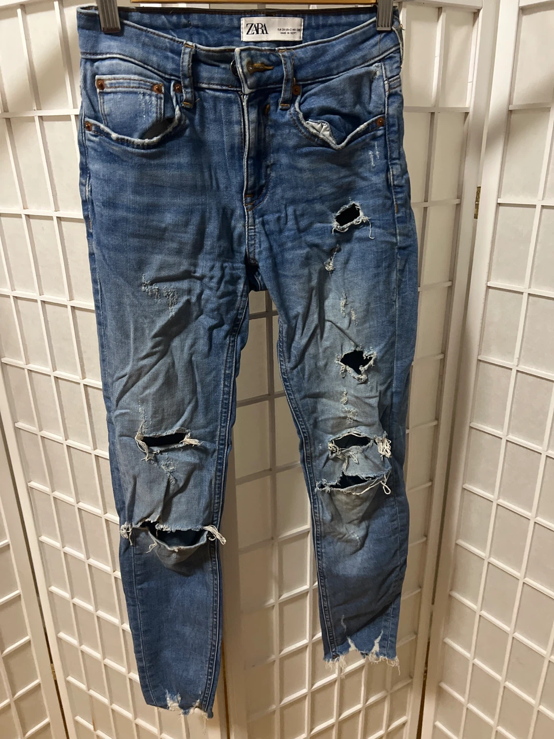 ZARA Blue Distressed Skinny Jeans