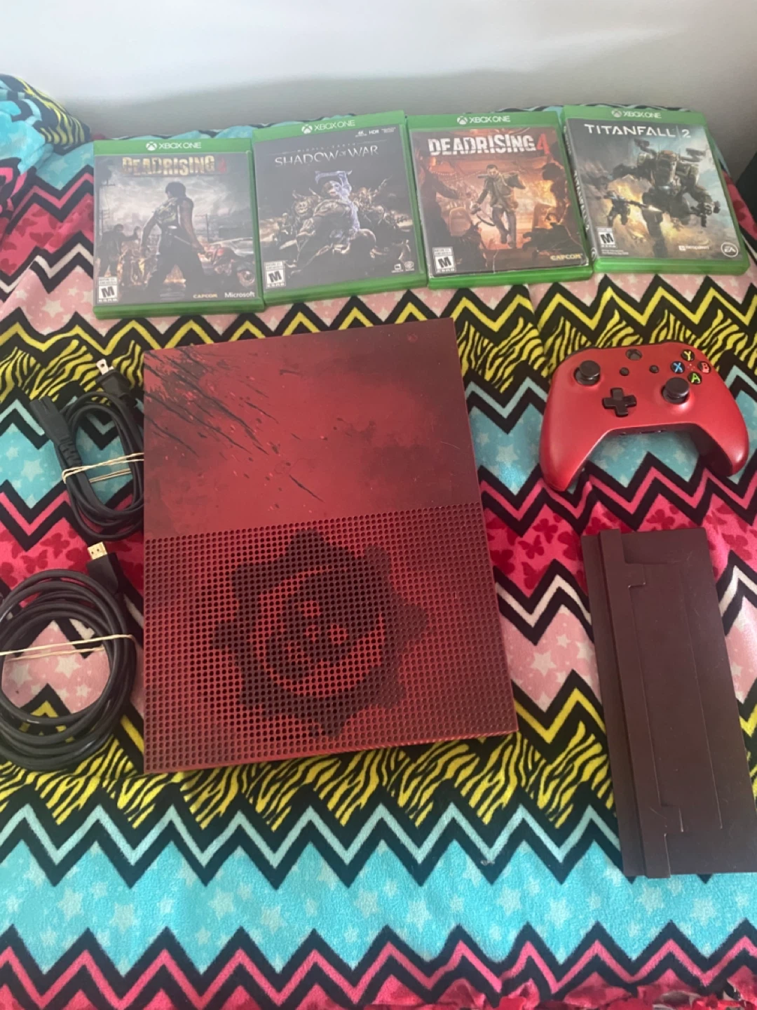 Xbox One S 1TB Red Console Bundle with Games and Controller