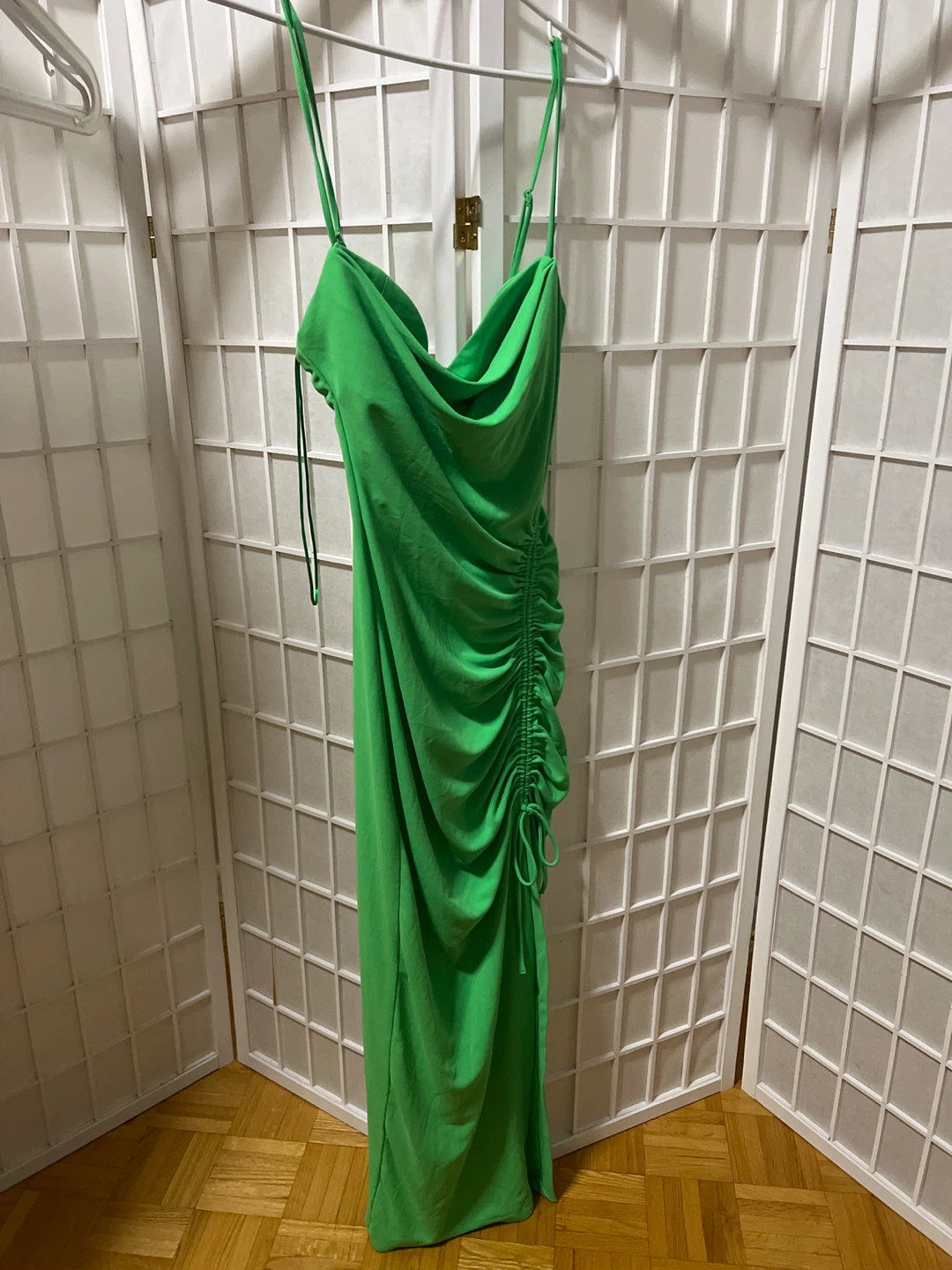 Green Ruched Maxi Dress