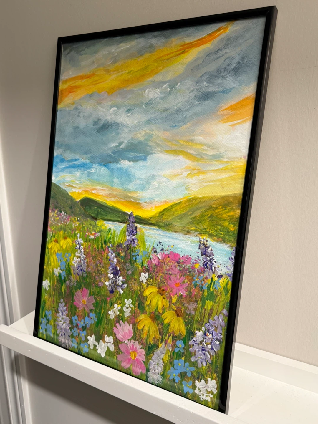 Original Landscape Painting of Wildflowers and Sunset - photo 2