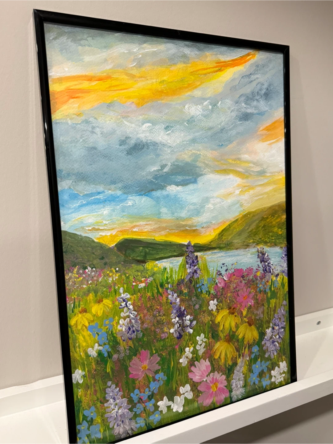Original Landscape Painting of Wildflowers and Sunset - photo 3