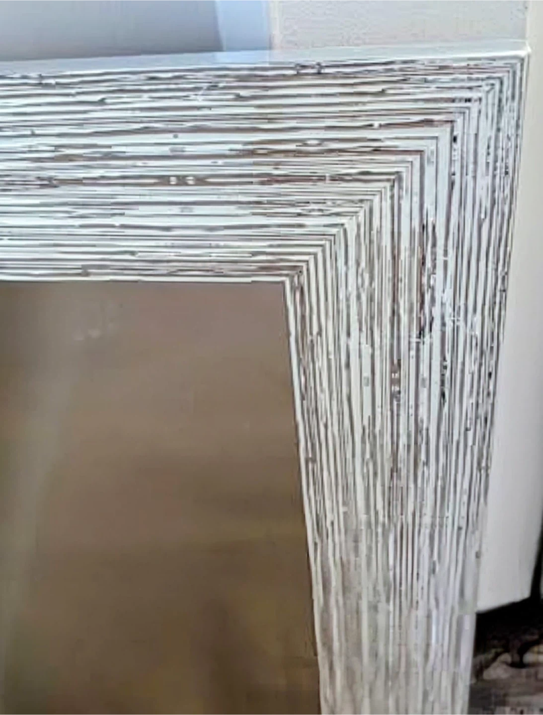 Two Distressed White Grey Framed Mirrors - photo 3