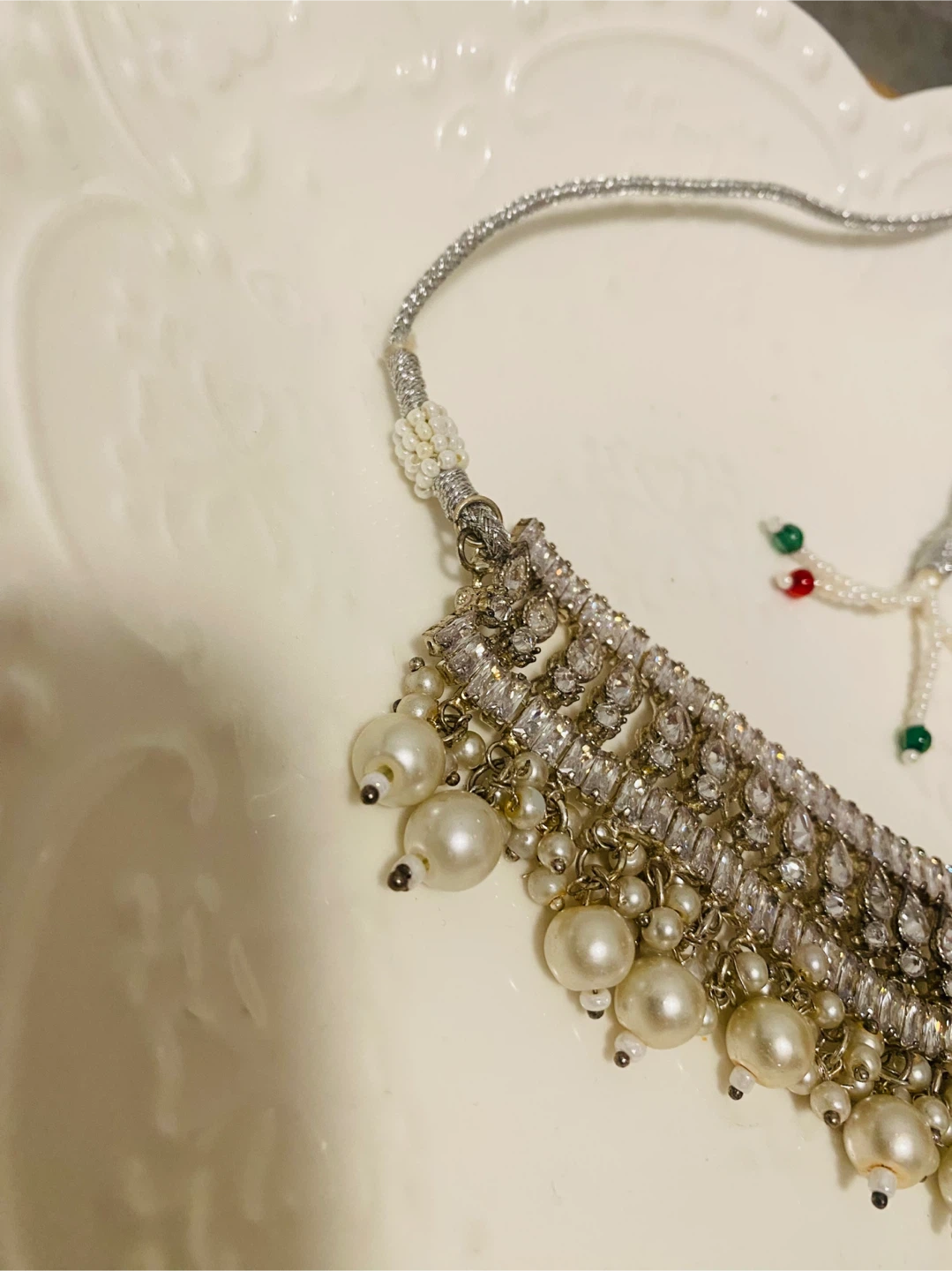 Beaded Choker Necklace with Faux Pearls and Crystals - photo 3